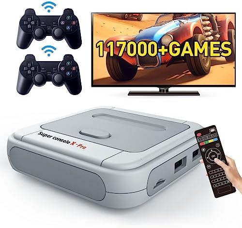 Kinhank Retro Video Game Console Built in 117000+ Classic Games,Super Console X PRO Emulator Console with Game&TV System,Gaming Console for 4K TV HD/AV Output,Compatible with Most Emulators,Best Gift