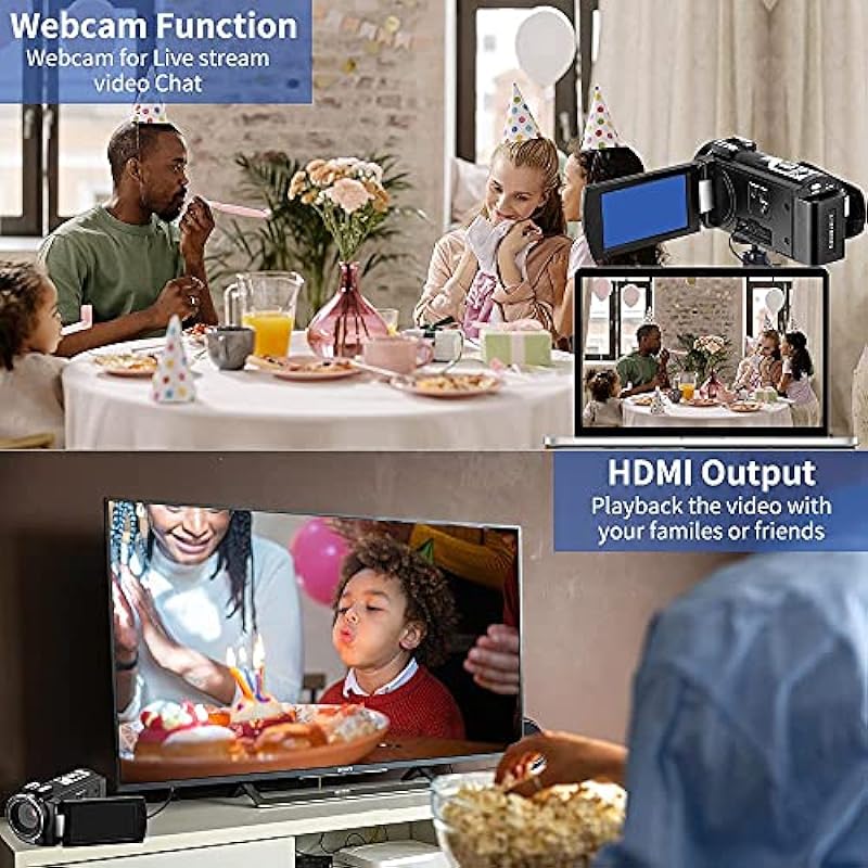 ORDRO AE7 2.7K Camcorder Video Camera IR Night Vision Digital Camera 3.0 TFT Touch Screen 16X Digital Zoom for YouTube Vlog with Remote Control 2 Batteries and 32GB SD Card