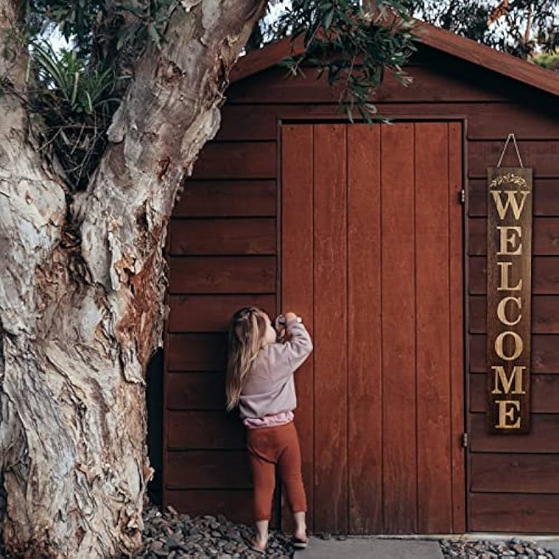 BXAIGR Welcome Sign for Front Door 47 Inch Tall Wood Welcome Sign for Front Porch Standing, Letters Table Wall Hanging Décor, Blessed Signs for Café Farmhouse Wedding Cake Shop Outdoor Indoor