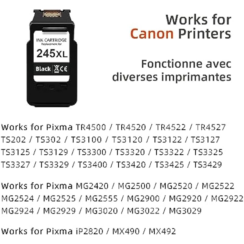 Pitooler 245XL Ink Cartridge Replacement for Canon PG-245/243 Black Fit for Pixma TS3420 TR4520 MX492 MX490 TS3425 MG2525 TS3320 MG2524 TS3400 TS3300 TS3429 MG3022 MG2920 Printer