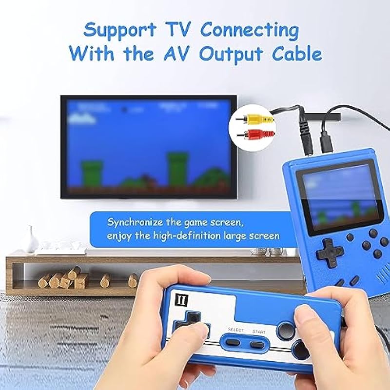 Retro Handheld Game Console, Portable Retro Video Game with 500 Classic FC Games, 3.0 Inch Screen Shell-Handheld Video Games Support TV Connection & Two Players for Kids Adults (Blue)
