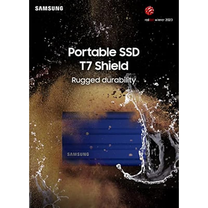 SAMSUNG T7 Shield Portable SSD 2TB – Up to 1050MB/s – USB 3.2 (Gen2, 10Gbps) IP-65 External Solid State Drive, Black MU-PE2T0S