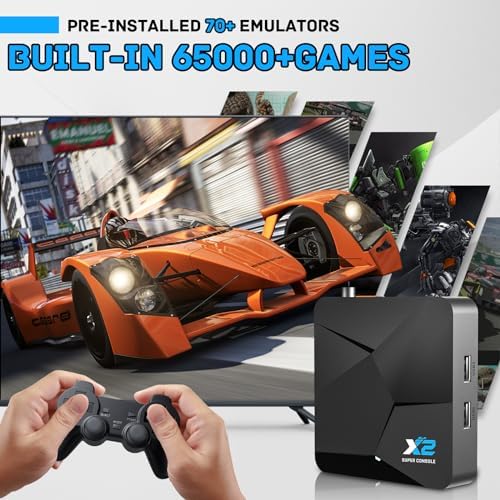 Kinhank Super Console X2 Retro Game Console Built-in 65000+ Games, Android 9.0&Emuelec 4.6, S905X2 Chip, 4K UHD Output,2.4G/5G WiFi BT 5.0