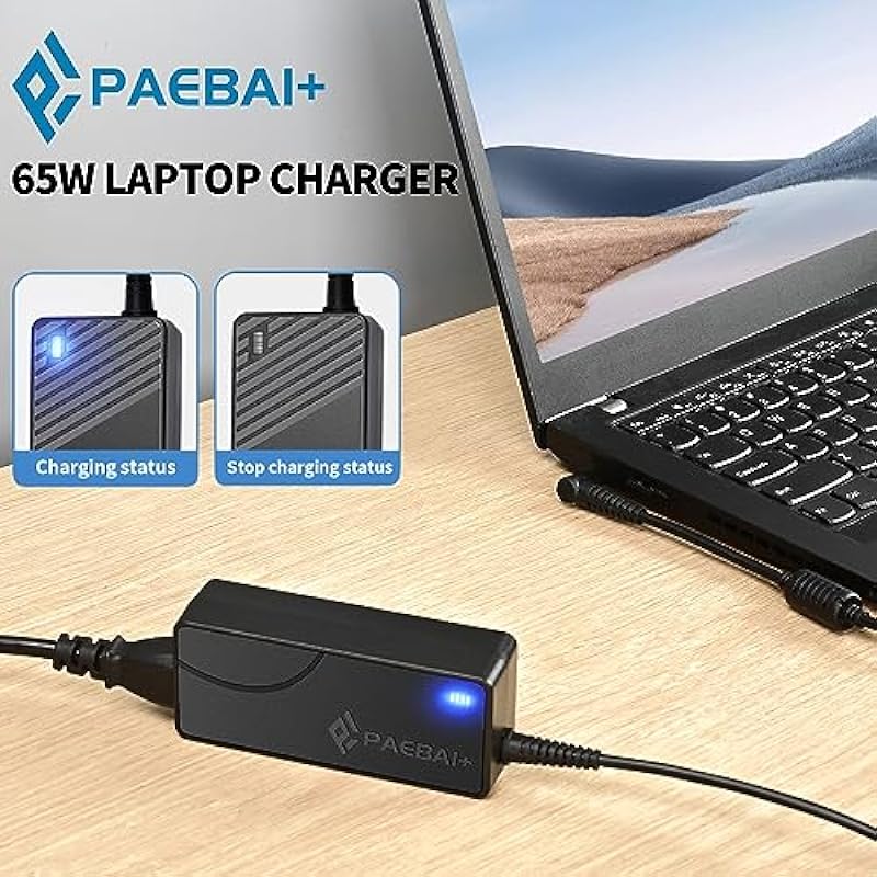 PAEBAI+ 65W 45W Laptop Charger for Lenovo IdeaPad 310 310S 320 320S 330 330S S340 L340 S540 S150 S145 710 710S Flex 4 5 6 14 15 20V 3.25A 4.0 * 1.7MM Round Tip AC Adapter Power Supply Cord