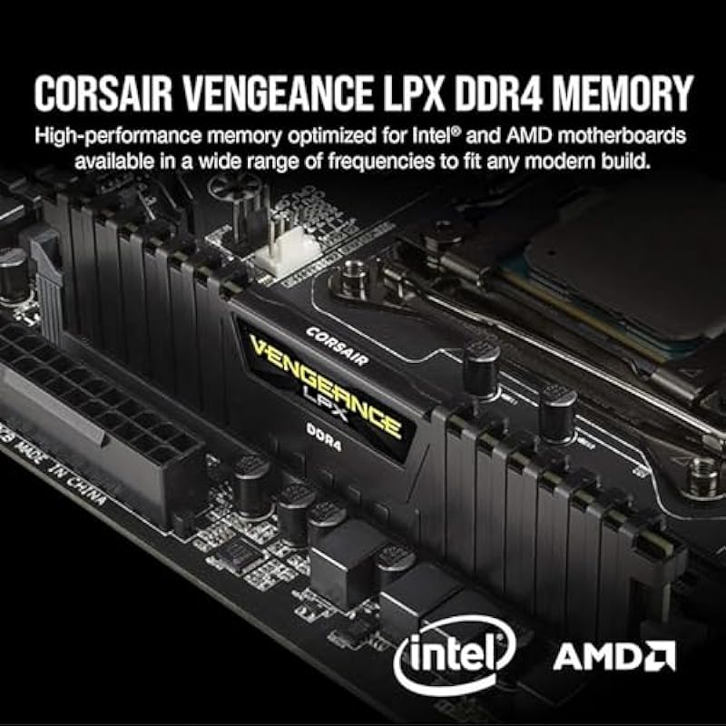 Corsair Vengeance LPX 32GB (2 X 16GB) DDR4 3200 (PC4-25600) C16 1.35V Desktop Memory – Black
