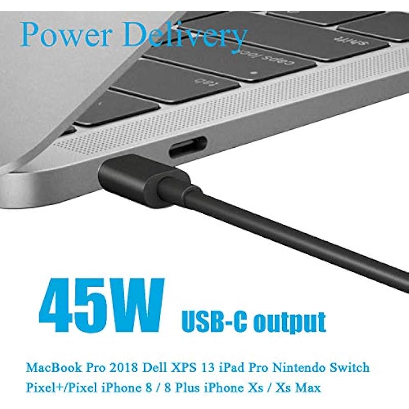 45W USB C Laptop Charger Chromebook Fast Charger for Lenovo, Dell, HP, ASUS, Acer, LG, Nintendo Switch and Other Laptops/Smart Phones with USB C Laptop Power Supply