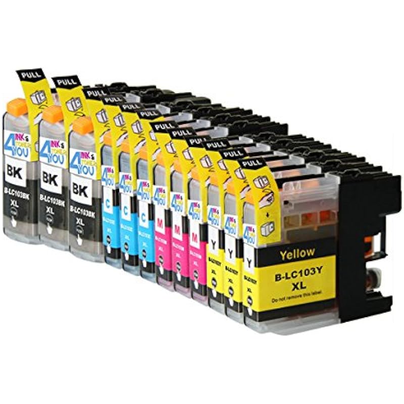 12 Pack – Compatible Ink Cartridges for Brother LC-103 LC-101 LC-103XL LC-103BK LC-103C LC-103M LC-103Y Inkjet Cartridge Compatible With Brother DCP-J152W MFC-J245 MFC-J285DW MFC-J4310DW MFC-J4410DW MFC-J450DW MFC-J4510DW MFC-J4610DW MFC-J470DW