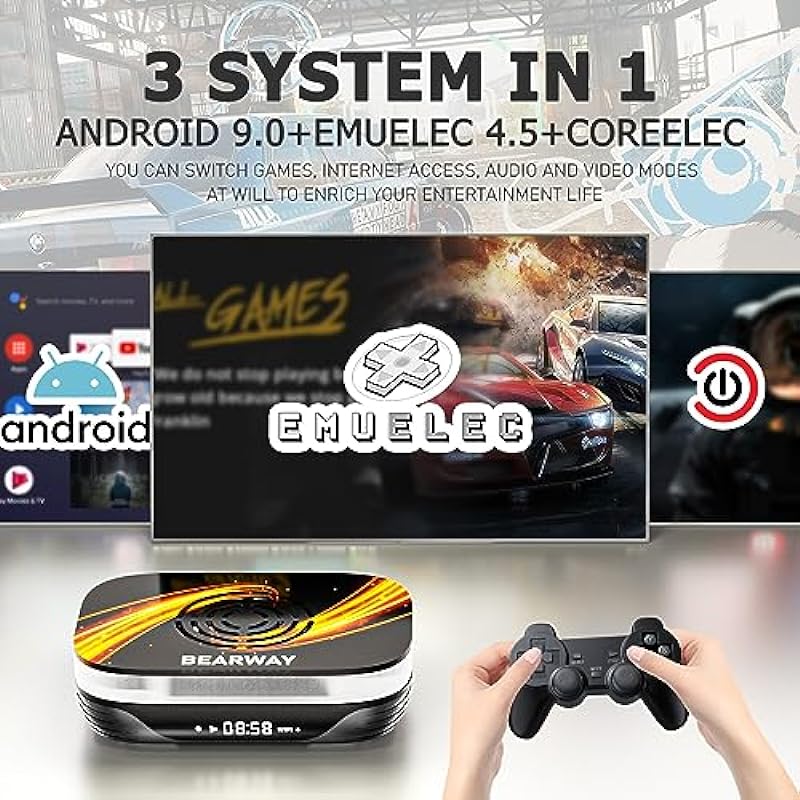 Super Console X3 Plus Retro Game Consoles 114,000+ Games, video game console EmuELEC 4.5/Android 9.0/CoreE 3 Systems,8K UHD Output, 2 Controllers(256G)