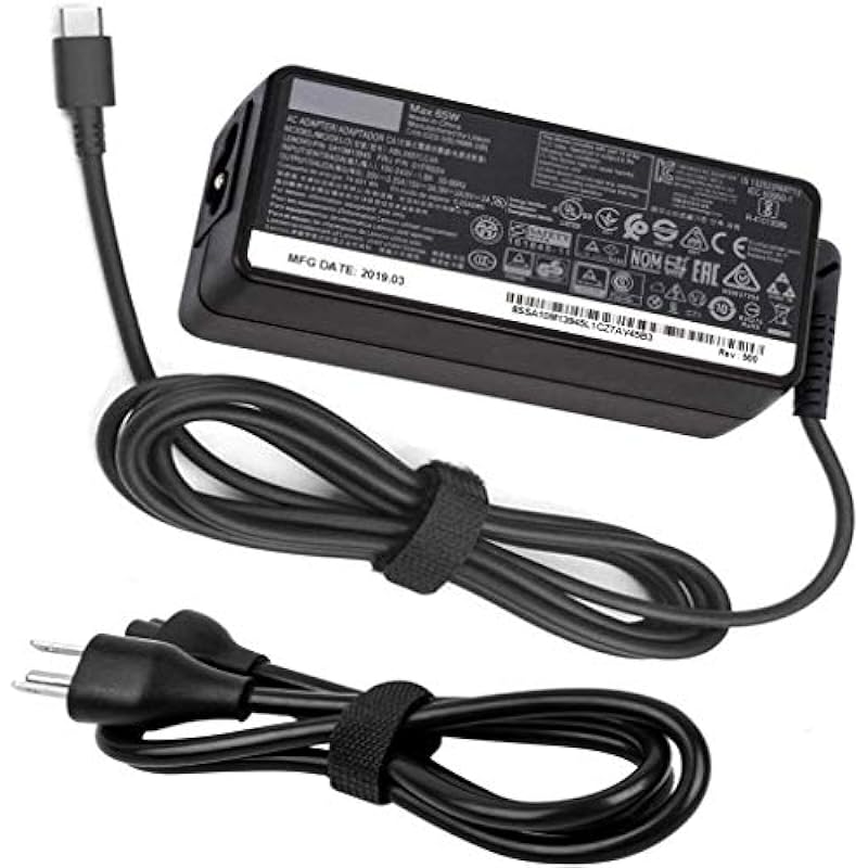 New 65W USB C Charger for Lenovo, Type C Laptop Power Adapter Supply, for Lenovo Yoga C930, S730, 920, 730, ThinkPad X1 Carbon 5th, 6th, ThinkPad T480, T480S, P52S, P51S, L380, L480, E480.