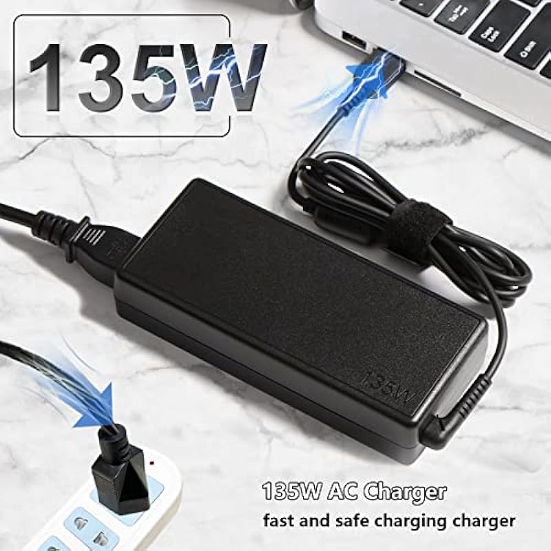 135W Laptop Charger for Lenovo, AC Adapter ThinkPad ADL135NLC3A ADL135NDC3A Legion Y50 Y520 Y530 Gaming Series IdeaPad, Legion Slim 5 7 Y520 Y530 Y700 Y730 Y740 Y7000P Laptop Supply Power Cord