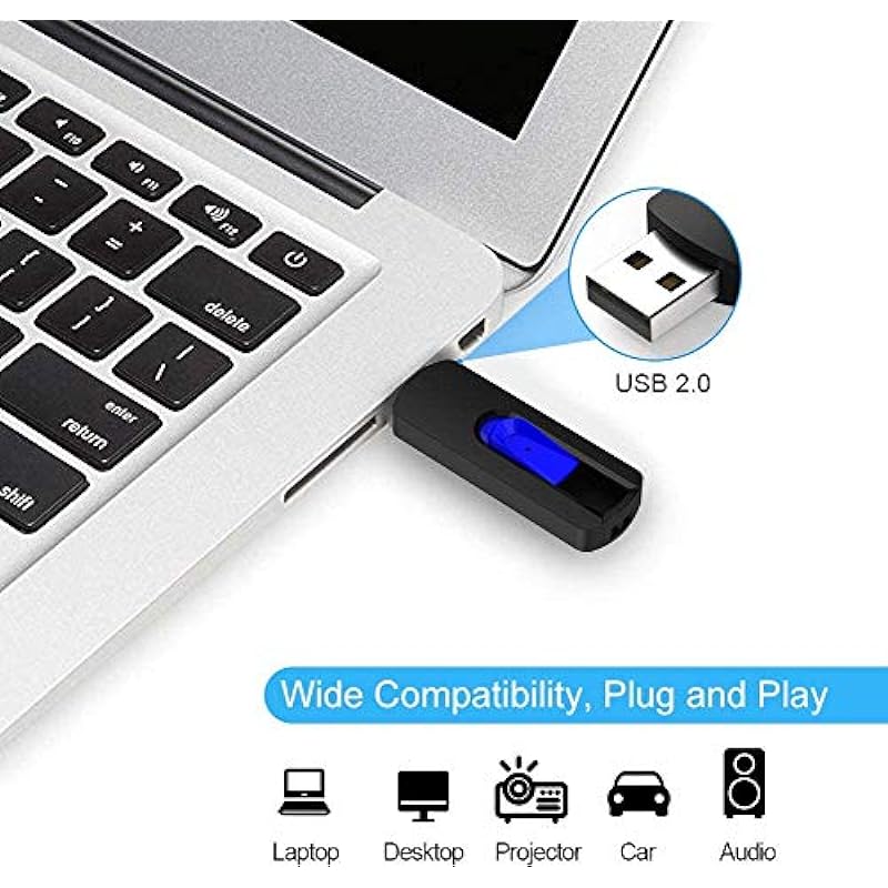 RAOYI 5Pack 64GB USB Flash Drives 64G USB Stick USB 2.0 Thumb Drive clé USB Memory Stick Slide Retractable Jump Drive (64GB, Black Red Blue Green Purple)