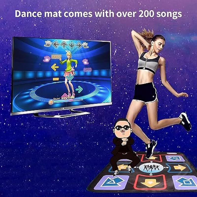Damcoola Retro Game Console with 900+ Games, 200+ Dance Songs, Video Game System for Kids& Adults, Dance Mat with AR Gun Game, 2.4G Game Controllers, TV Plug& Play, Toy Gift for Boys & Girls Age 3 +