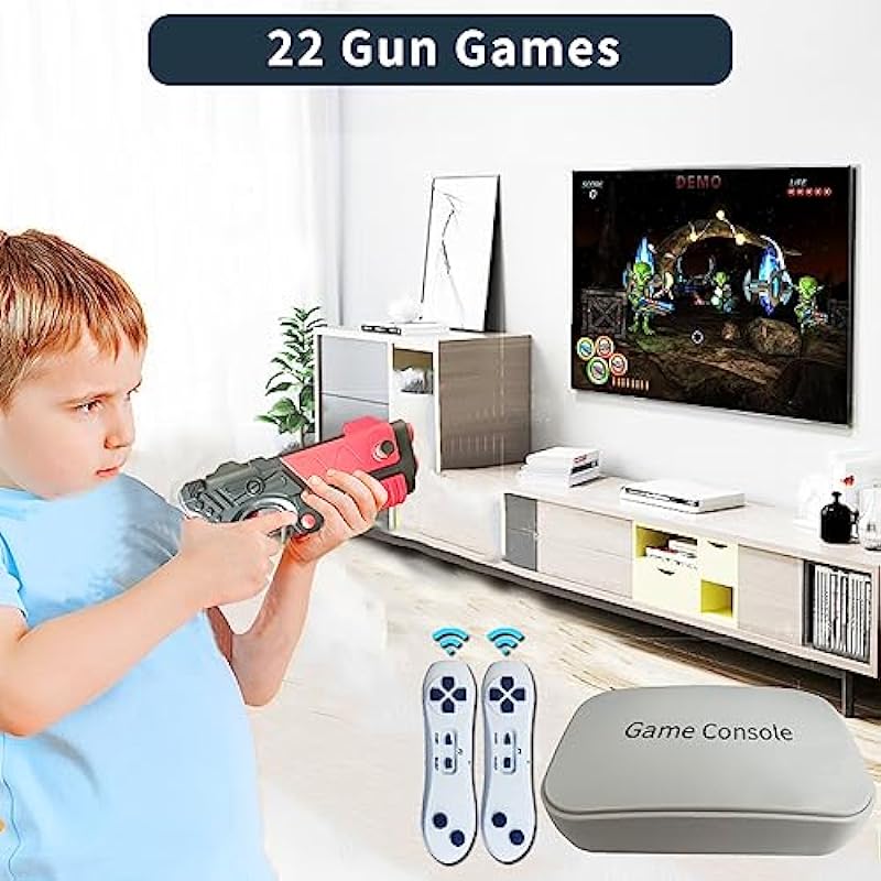 Damcoola Game Console with 900+ Games, TV Retro Video Game Console for Kids & Adults, Game Box with AR Gun Games,2 Handheld Wireless Game Controllers, Plug& Play, Toy Gift for Boys and Girls Age 3 +