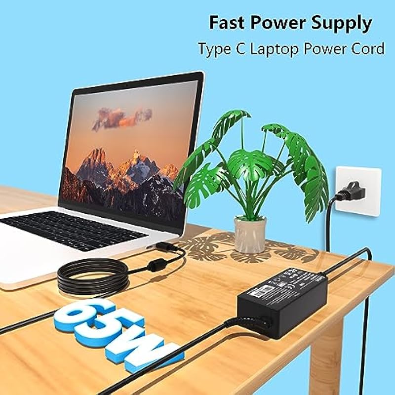 Oanlxt 65W USB C Type C Laptop Charger, Compatible with HP, Dell, Asus, Acer, Lenovo, MacBook, Google, Xiaomi, Huawei and Others USB-C Power Adapter Charger