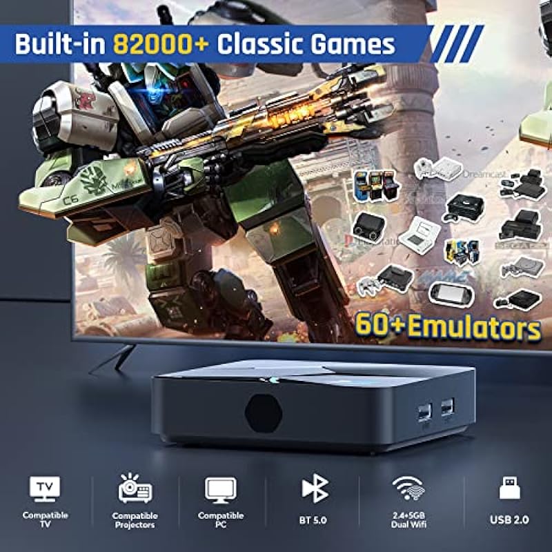 Super Console x2 Retro Game Console with 82000+ games, Video Game Console Supports 60+ Emulators, Android 9.0/Emuelec 4.5 Game System in 1, S905X2 Chip, 4K UHD Output,2.4G/5G, BT 5.0(64G)