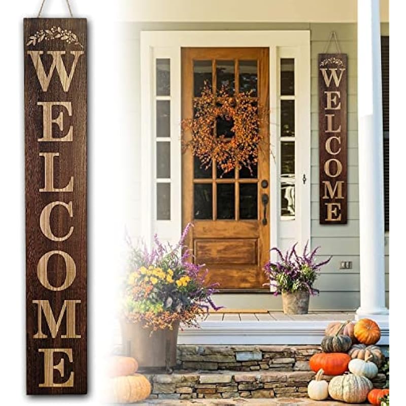 BXAIGR Welcome Sign for Front Door 47 Inch Tall Wood Welcome Sign for Front Porch Standing, Letters Table Wall Hanging Décor, Blessed Signs for Café Farmhouse Wedding Cake Shop Outdoor Indoor