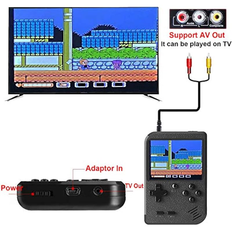RFiotasy Handheld Game Console with 400 Classical FC Games Console 2.8-Inch Color Screen Support for TV Out , Gift Christmas Birthday Presents for Kids, Adults (Game Black)