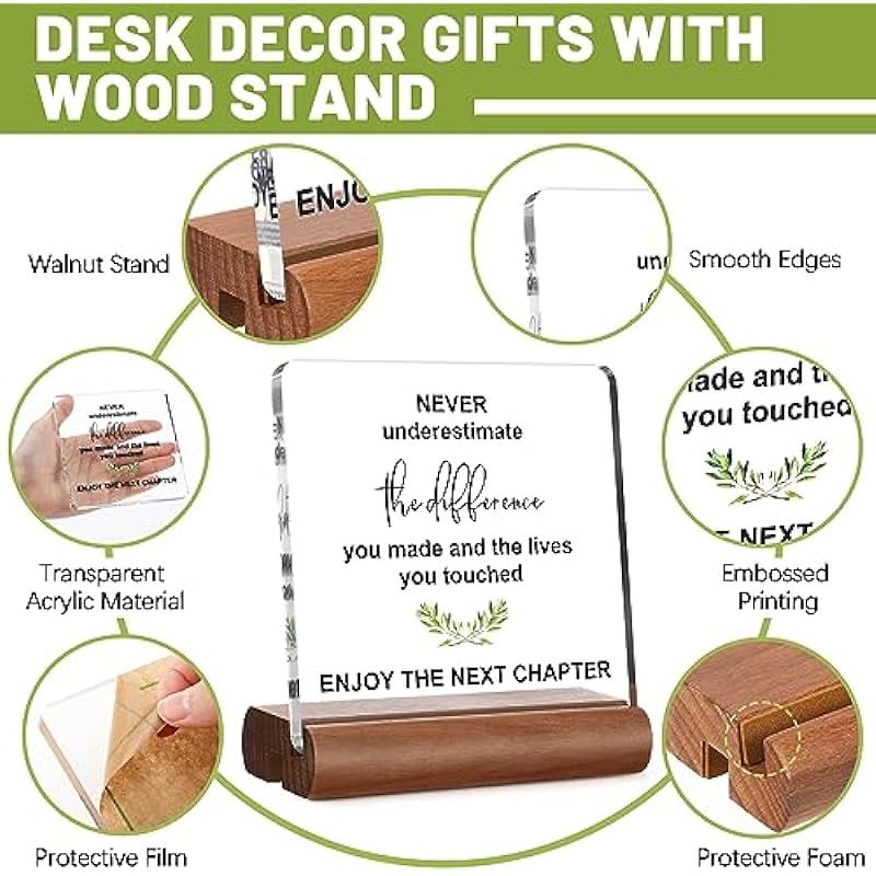 Retirement Gifts for Men Women, Retirement Gifts with Wooden Base Going Away Gift for Coworker Farewell Gifts for Colleague Friends Leaving Gifts for Coworker Retirement Decorations