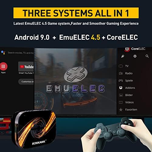 Kinhank Super Console X3 Plus Video Game Console with 114000+ Games,S905X3 Chip,EmuELEC 4.5/Android 9.0/CoreE 3 Systems,8K UHD Output, USB 3.0,Compatible with Most Emulators,2.4G+5G,BT 4.0 (256GB)