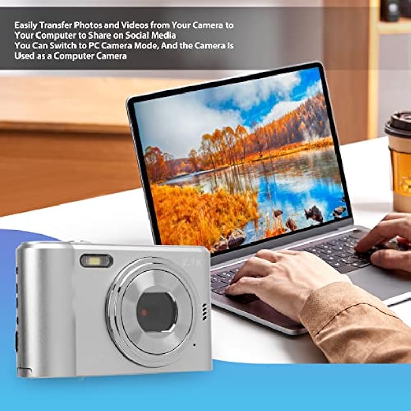 Digital Camera, 4K Ultra HD Mini Camera for Photography Vlogging, 44MP 1080P 16X Zoom, 2.4 Inch IPS Screen, Built in Fill Light, Portable Pocket Camera for Teens Students