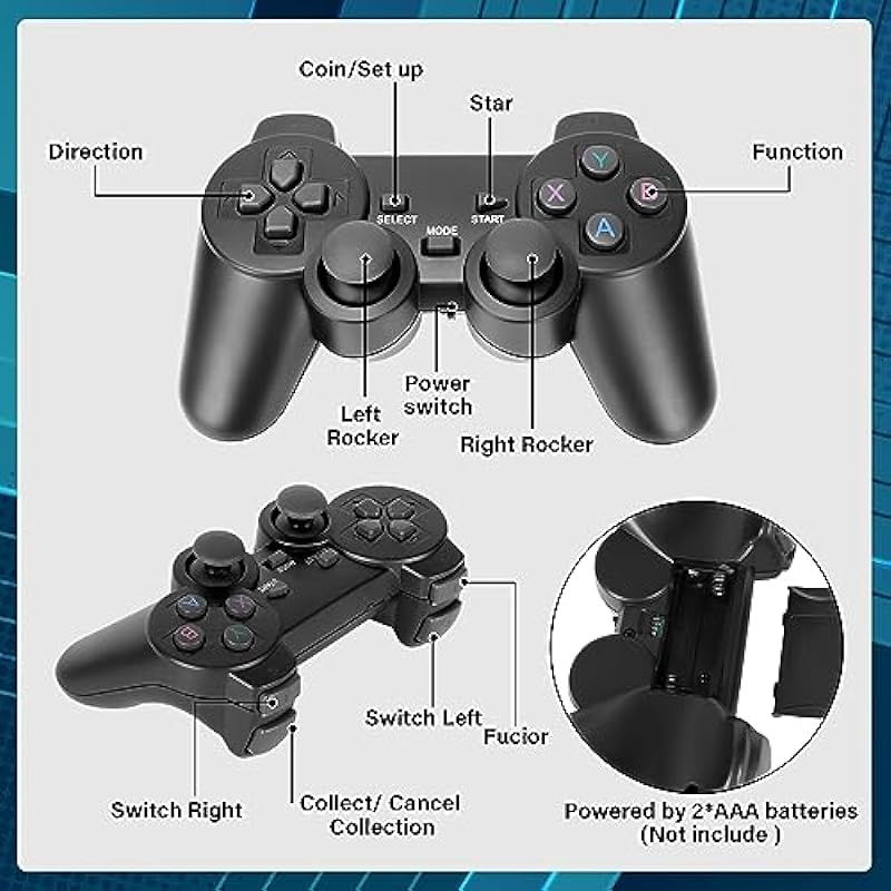 Plug & Play Video Games with Dual 2.4G Wireless Controllers Retro Game Stick Built-in 20000+ Classic Games 9 Emulators 4K HDMI Output Toys Gifts for Kids Boys Girls Teens Adults