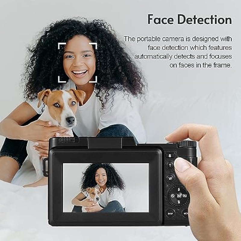 Andoer Portable Digital Camera with 3.0-inch TFT Rotatable Screen 48MP 4K Ultra HD 16X Zoom Support 128GB Extended Memory Anti-Shaking with 2pcs Batteries 32GB Memory Card