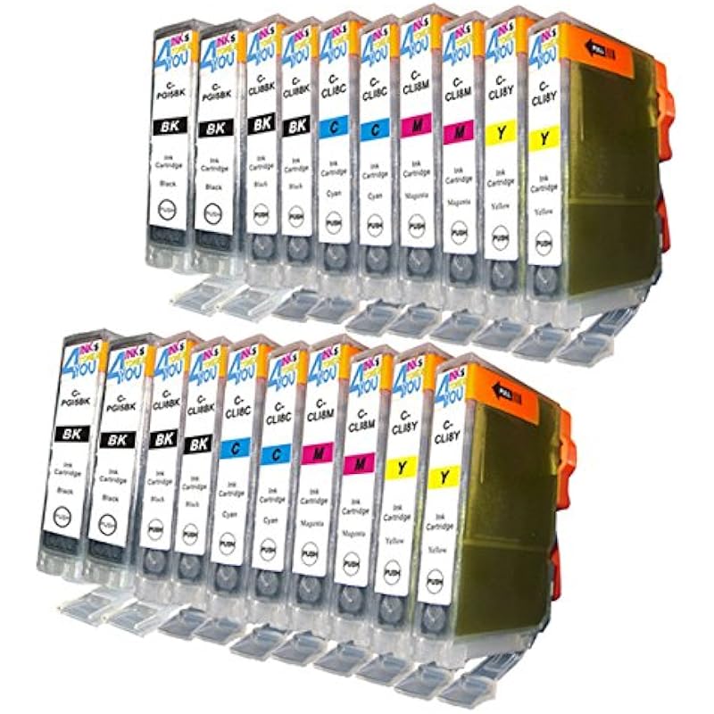 20 Pack – Compatible Ink Cartridges for Canon PGI-5 & CLI-8 PGI-5BK CLI-8BK CLI-8C CLI-8M CLI-8Y Inkjet Cartridge Compatible With Canon PIXMA IP3300 PIXMA IP3500 PIXMA IP4200 PIXMA IP4300 PIXMA IP4500 PIXMA IP5200 PIXMA IP5200R PIXMA MP500