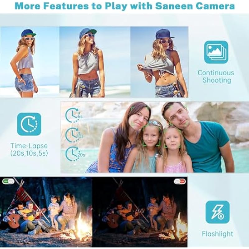 Digital Camera 4K Video Camera Compact Camera 44MP YouTube Camera Rechargeable 16X Digital Zoom Beginner Pocket Camera-White
