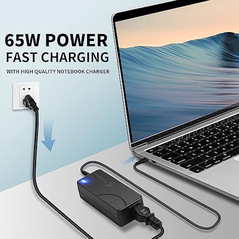 PAEBAI+ 65W 45W USB C Laptop Charger for Lenovo Chromebook Thinkpad Yoga, DELL Latitude XPS, HP EliteBook, Acer Asus Samsung MacBook pro Google 20V 3.25A Type C AC Adapter Power Supply Cord