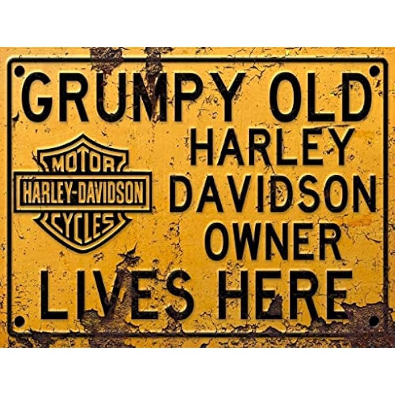 Harley Davidson Inspired Grumpy Motorcycle Chopper Retro Tin Metal Sign Aluminium Wall Décor Sign (1pcs, Yellow)