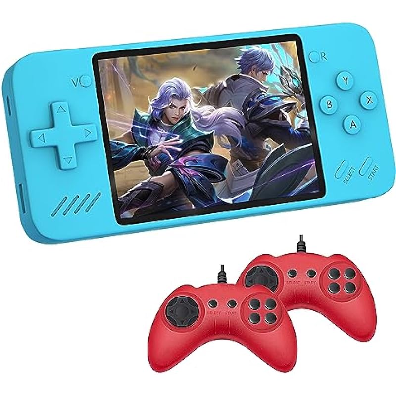 ZWYING Retro Handheld Game Console Gifts for Kids and Adults,Built in 600 Classic FC Video Games,3.5-Inch 5000mAh Rechargeable Portable Mini Player with 2 Gamepads, Support TV Out & Two Players(Blue)