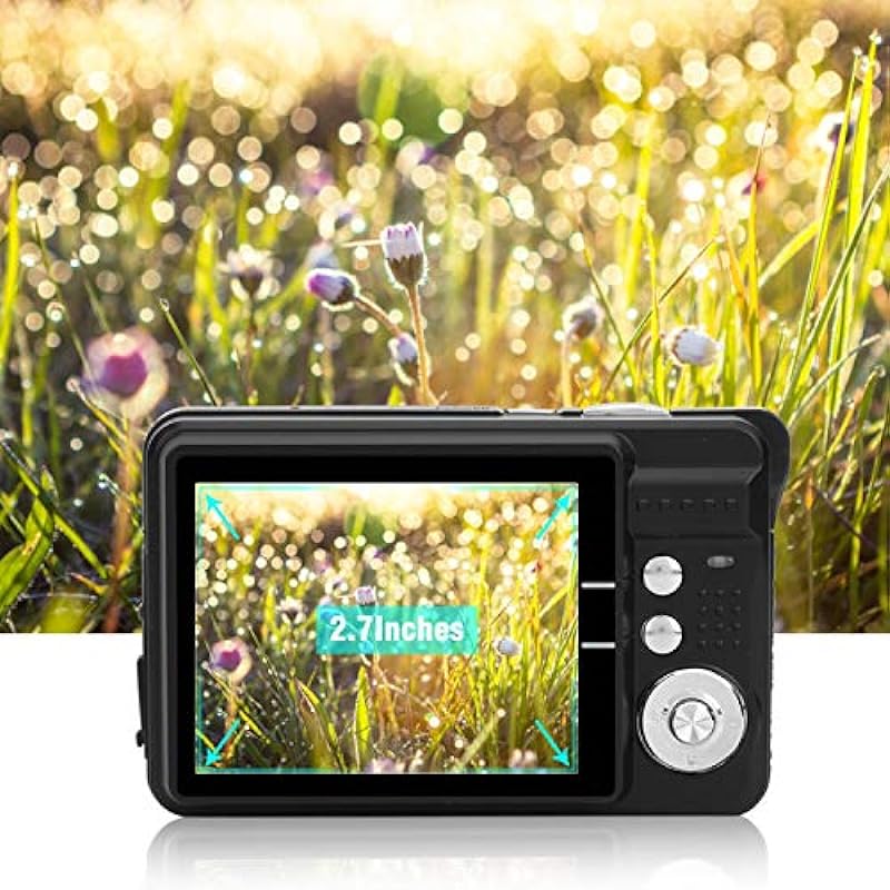 Digital Camera 8X Zoom, 18MP Pocket Compact Digital Camera with 2.7in LCD Display, CMOS Sensor, Built-in Microphone, Support Maximum 32GB Memory Card(Black)