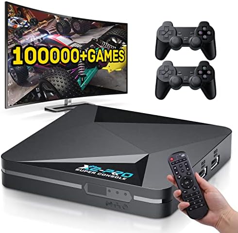 Kinhank Super Console X2 PRO Retro Game Console with 100,000+Games, Plug&Play Video Game Console,EmuElec 4.5/Android 9.0/CoreE,4K HD Emulator Console Compatible with Most Emulators,2.4+5G,BT 5.0 (256GB)