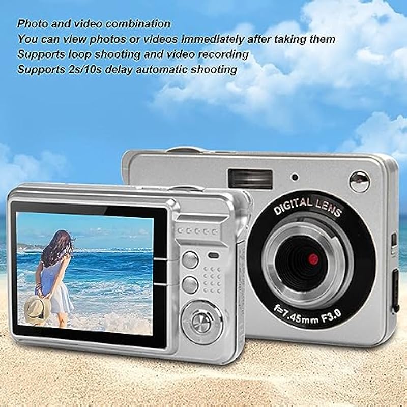 4K Digital Camera, 48MP HD Vlogging Camera with 2.7 Inch TFT Screen, 8X Zoom, Autofocus, Anti Shake, Pocket Compact Camera for Travel Photography