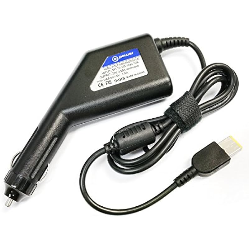 T-Power 65w – Car Charger for Lenovo Chromebook Thinkpad Flex 2 Yoga 11, 11s, 13, 2 Pro X1 Carbon, Helix, IdeaPad Essential IdeaPad G50 Mobile Auto Boat Car Ac Dc Adapter Power Supply Cord