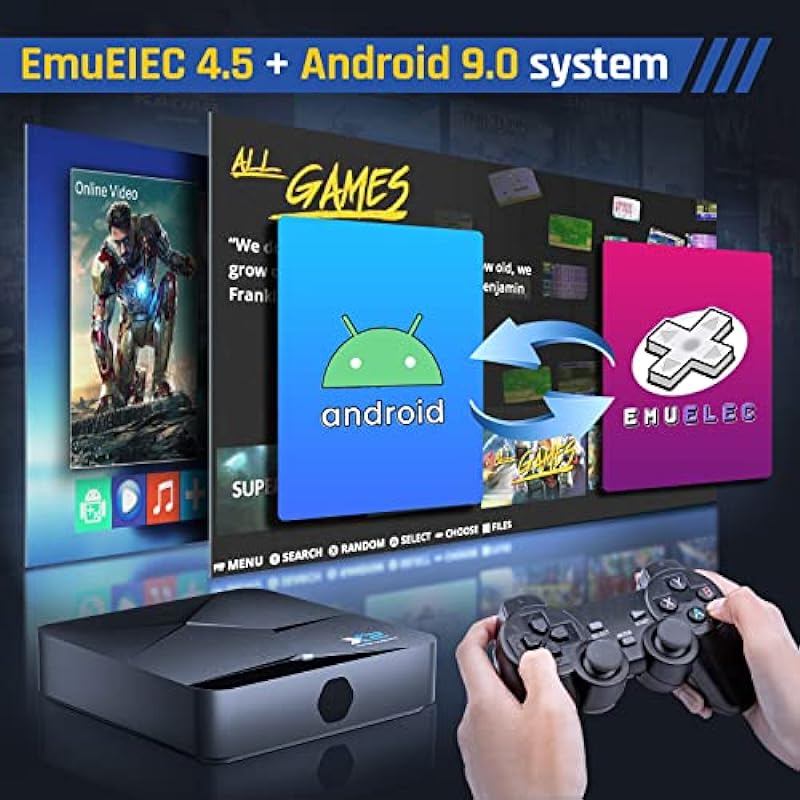 Super Console x2 Retro Game Console with 82000+ games, Video Game Console Supports 60+ Emulators, Android 9.0/Emuelec 4.5 Game System in 1, S905X2 Chip, 4K UHD Output,2.4G/5G, BT 5.0(64G)