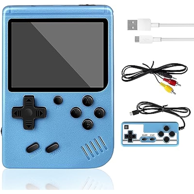 ZOYDP Handheld Game Console, Retro Mini Game Player with 500 Classical FC Games, 3-Inch Color Screen 1020mAh Rechargeable Battery, Portable Video Games Support for TV Connection and Two Players Blue