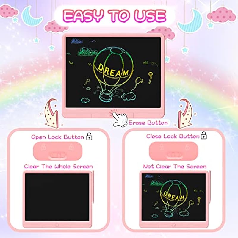 LCD Writing Tablet 15 Inch, Colorful Screen Doodle Board Drawing Pad for Adults & Kids, Electronic Writing Board Drawing Tablet, Educational Toys Gifts for 3-12 Year Old Boys, Girls,Toddler (Pink)