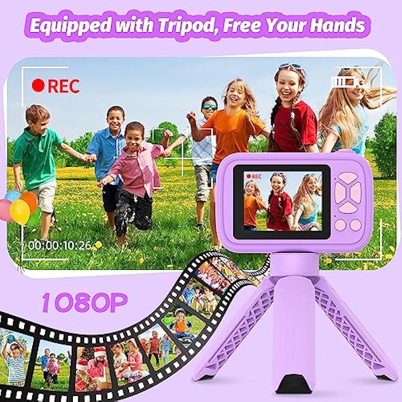 HOFIT Camera for Kids with Flip-up Lens, Toys for Girls, Digital Camera, Girls Gifts, 1080P HD Digital Camera, 32GB SD Card, Christmas Birthday Gift Ideas for 3 4 5 6 7 8 9 10 11 12 Years Old Kids