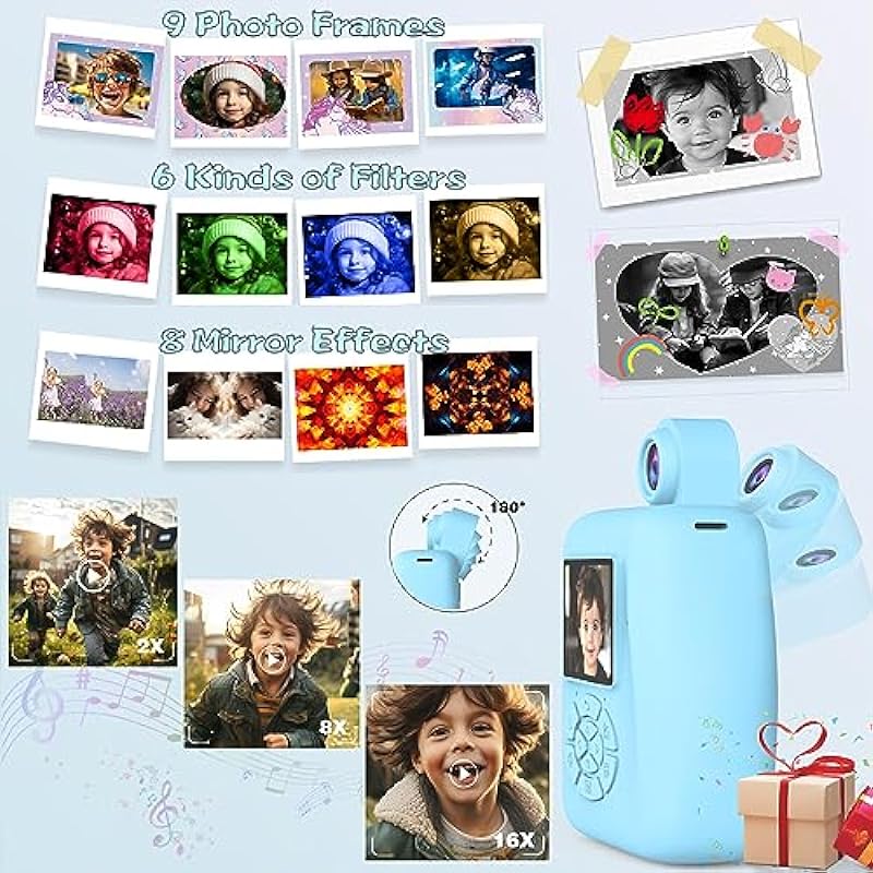 Kids Camera Instant Print Camera – Racazl HD Digital Instant Camera for Kids, Inkless Print Digital Instant Photo Cameras, Toddler Video Camera Toy Christmas Birthday Gifts for Girls Boys Age 3-12