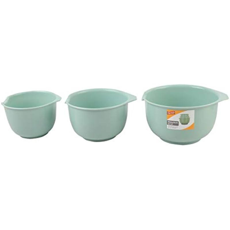 Glad Mixing Bowls with Pour Spout, Set of 3 | Nesting Design Saves Space | Non-Slip, BPA Free, Dishwasher Safe Plastic | Kitchen Cooking and Baking Supplies, Sage Green