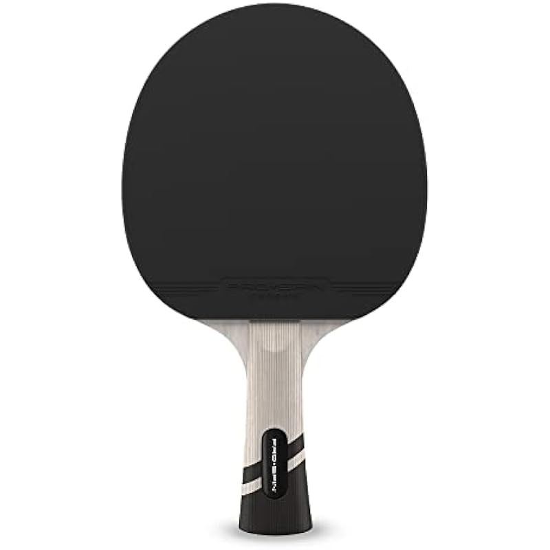 PRO-SPIN Ping Pong Paddle with Carbon Fibre | Elite Series 7-Ply Blade, Premium Rubber, 2.0mm Sponge & Rubber Protector Case | Choice of Classic Shakehand or Penhold Grip Table Tennis Racket