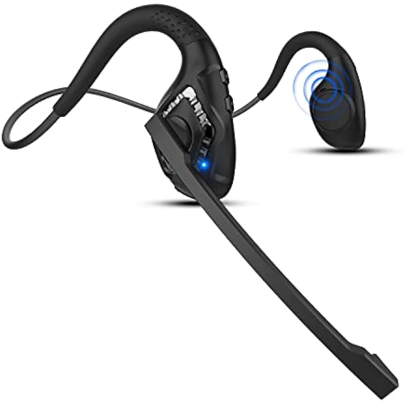 iDIGMALL Latest Bluetooth 5.3 Headset w/ CVC8.0 Noise Cancel Mic Boom, Open-Ear Air Conduction Wireless Stereo Headphones, All Day Comfortable Fit for Office Riding Driving Running Student Learning……