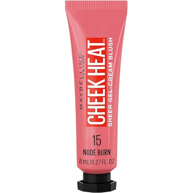 Maybelline New York Cheek Heat Gel-Cream Blush, lightweight, Breathable Feel, Sheer Flush Of Color, Natural-Looking, Dewy Finish, Oil-Free, Face Makeup, Nude Burn, 0.27 Fl Oz