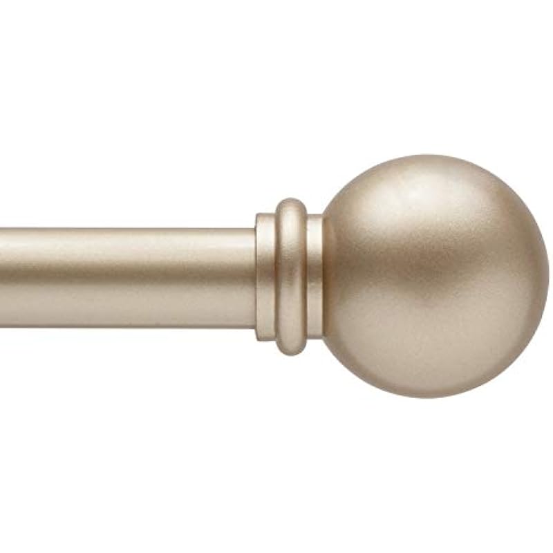 Kenney KN71705 5/8” Chelsea Ball Decorative Window Curtain Rod, 48-86″, Soft Brass