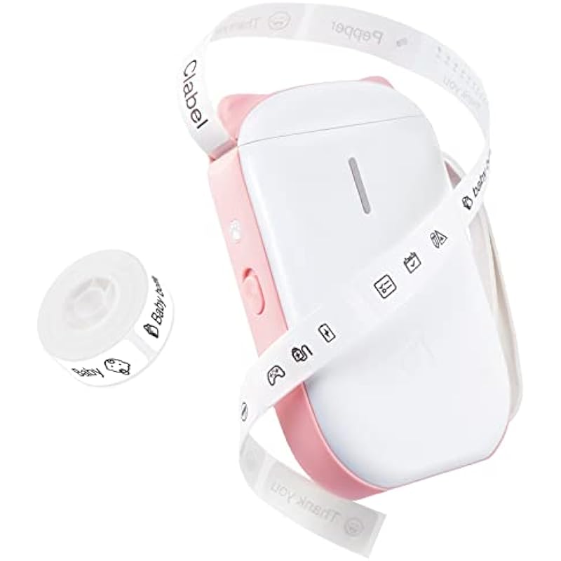 Label Maker Machine with Tape, CLABEL Bluetooth Portable Label Maker Included Multiple Templates, Compatible with iOS and Android for Home Kitchen Labeling, USB Rechargeable, Pink