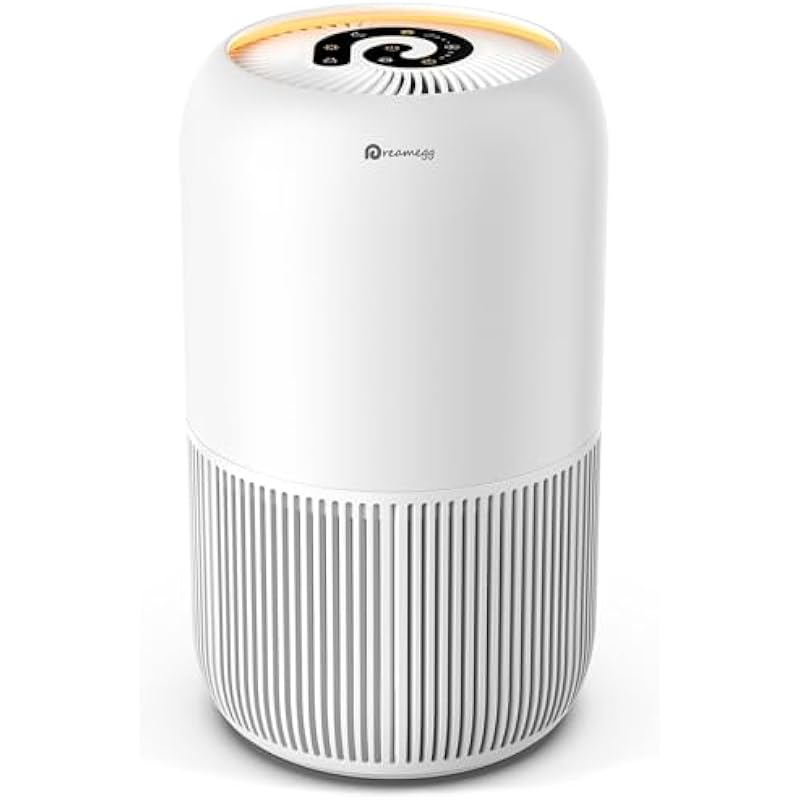 HEPA Air Purifier – Dreamegg Air Purifiers for Bedroom Allergies and Pets, 4-in-1 True HEPA & Activated Carbon Filter, Quiet 360° Air Intake Cleaner with Pet Mode Night Light for Home Smoker Office