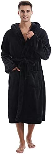 Yoimira Mens Robes and Bathrobes with Hood,Mens Housecoats and Robes Soft Warm Fleece Plush Robe with Pockets