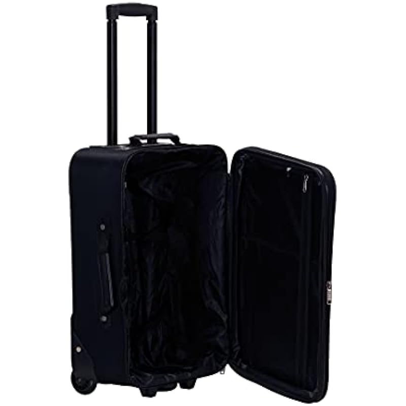 Rockland F102 Luggage Printed Luggage Set, Black, Medium, 2-Piece