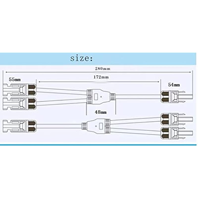 Solar Connectors Y Branch Parallel Adapter Cable Wire Plug Tool Kit for Solar Panel